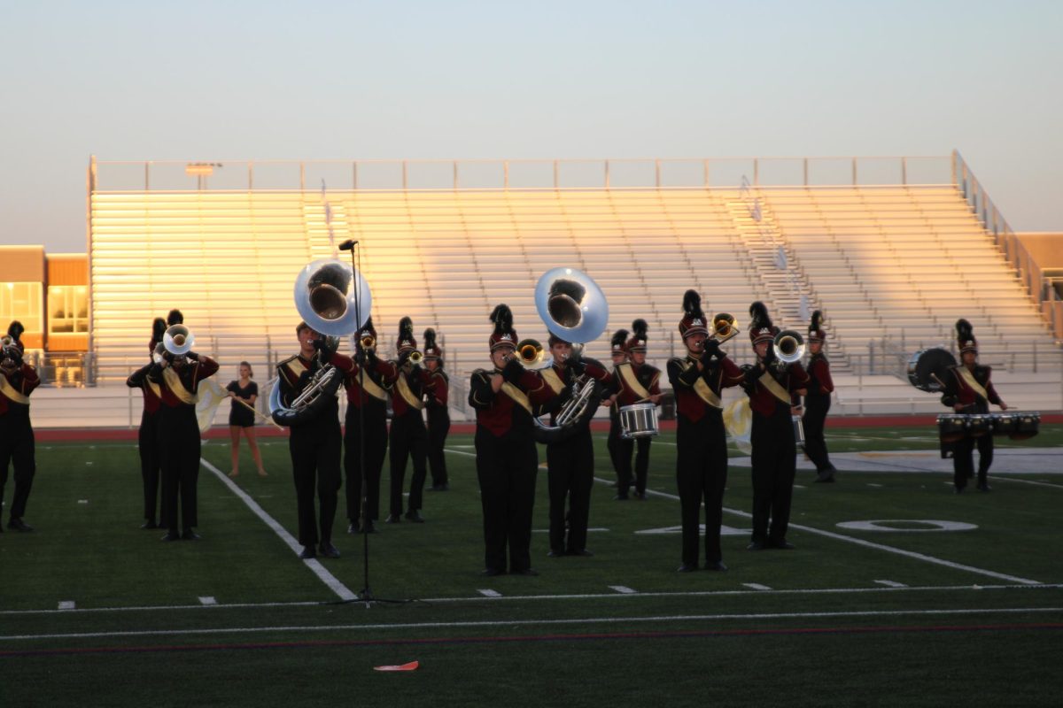 Marching band practices "The Flight and Fall" on Saturday, Sept. 14. Practices for this season started over the summer on July 29.