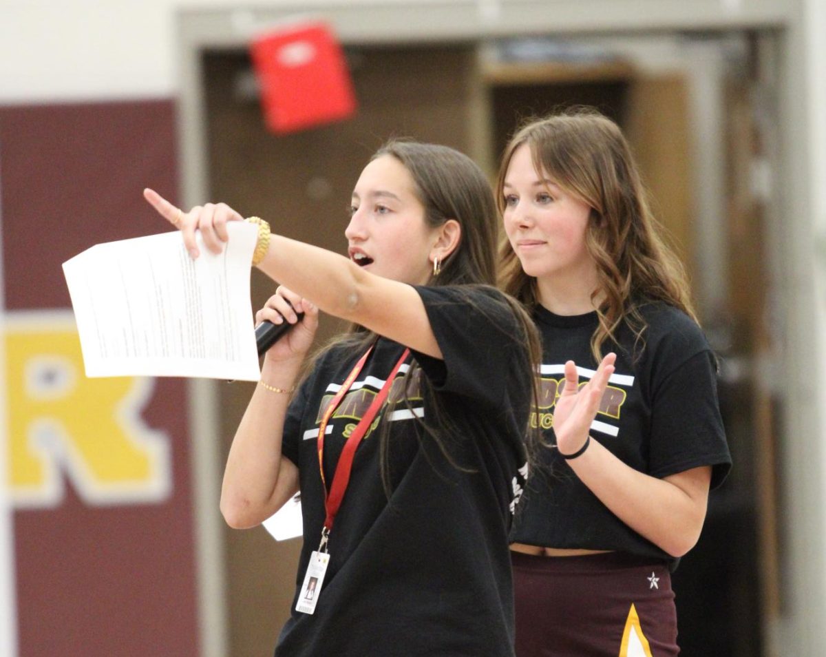 co-executive president of Student Council leads homecoming assembly