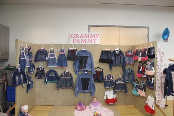 Grammy Pammy booth with decorated denim