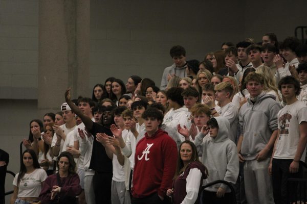 Student section during a basketball game